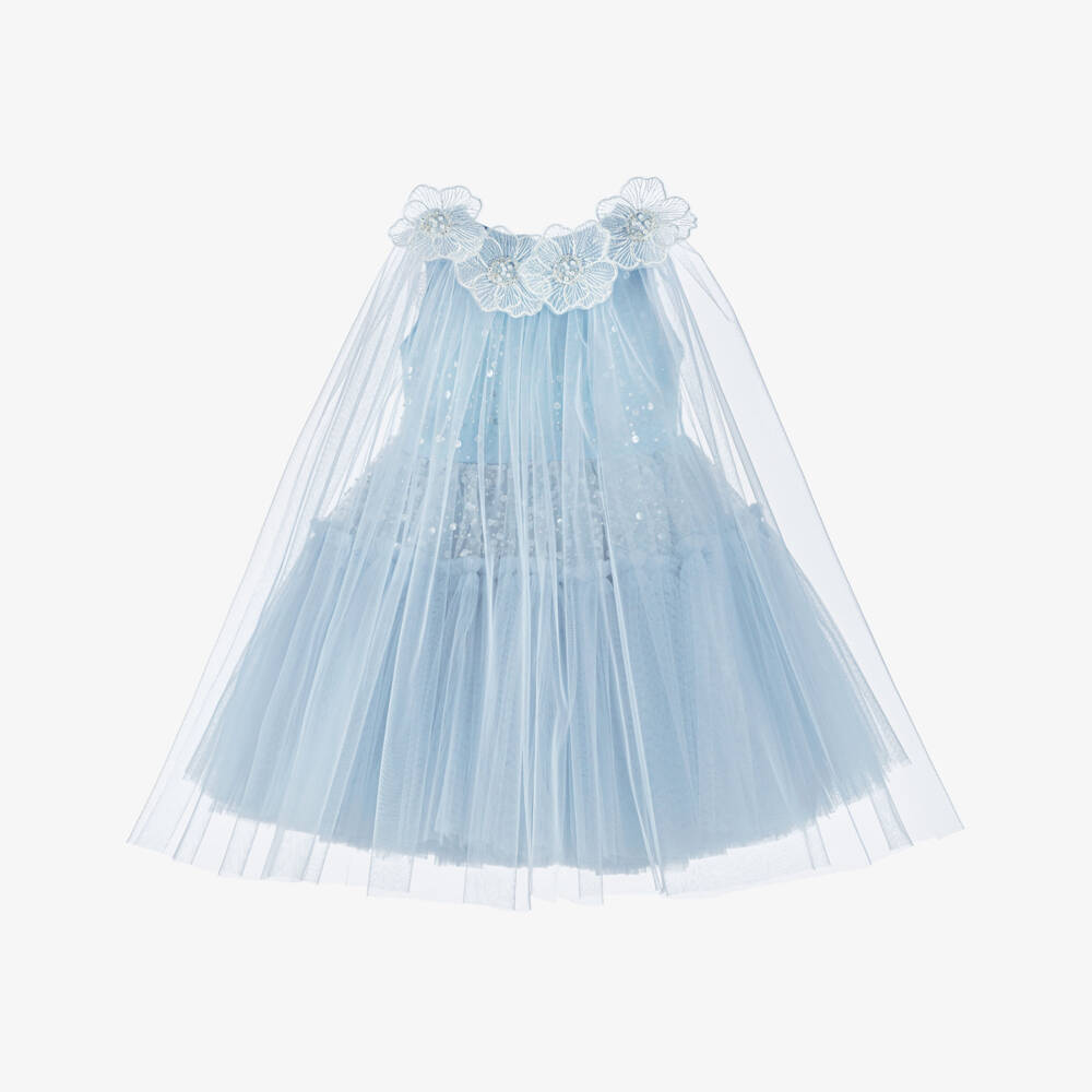 Junona-Girls Elegant Blue Tulle Gown | Childrensalon Outlet