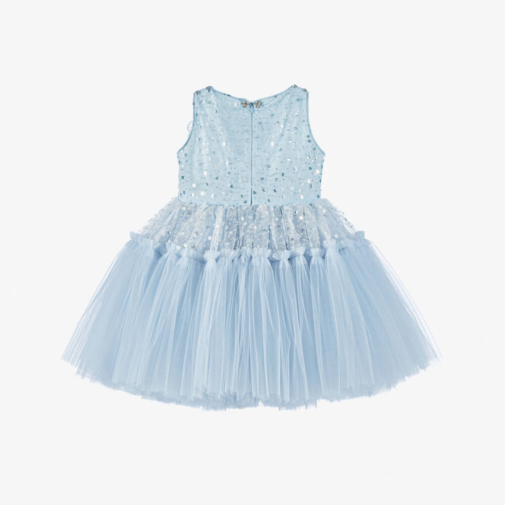 Junona-Girls Elegant Blue Tulle Gown | Childrensalon Outlet