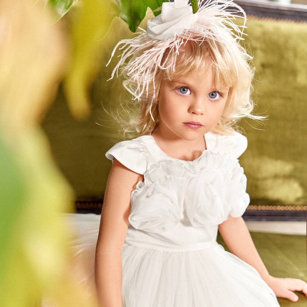 Junona-Girls Elegant Floral Tulle Gown | Childrensalon Outlet