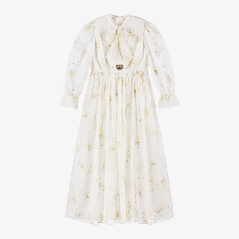 Junona-Girls Elegant Ivory Chiffon Gown | Childrensalon Outlet