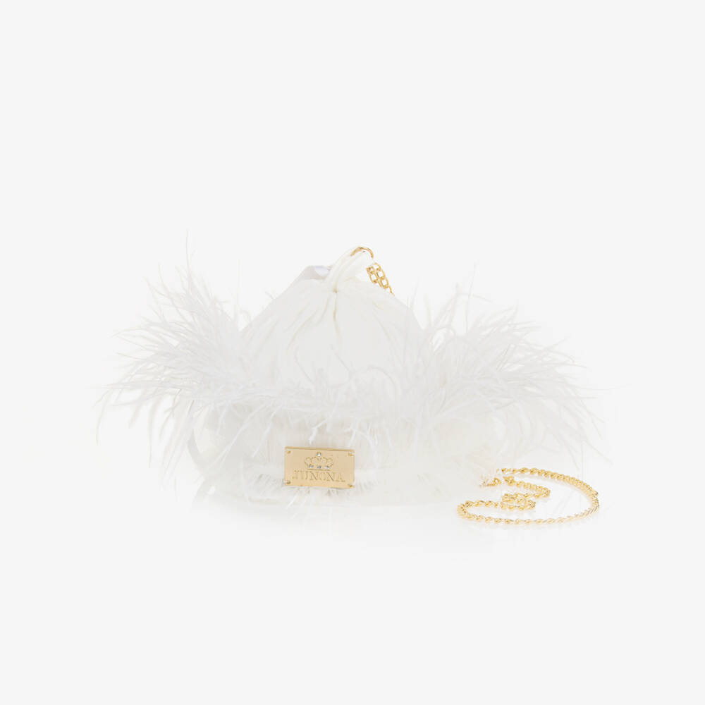 Junona-Girls Elegant White Feather Purse | Childrensalon Outlet