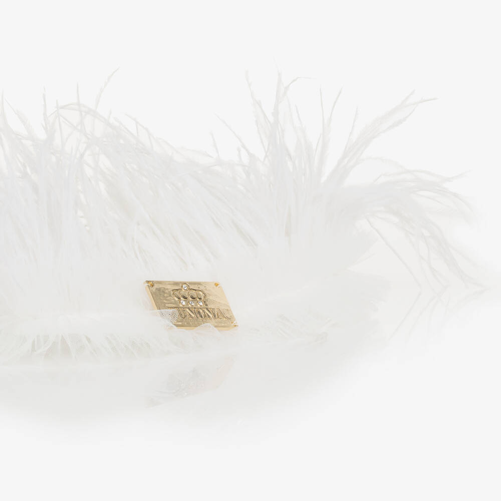 Junona-Girls Elegant White Feather Purse | Childrensalon Outlet
