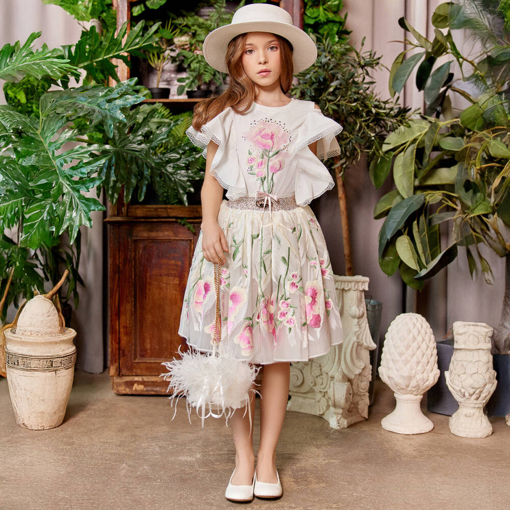 Junona-Girls Elegant White Feather Purse | Childrensalon Outlet