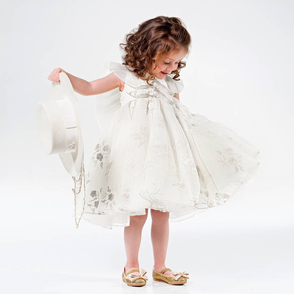 Junona-Girls Elegant White Floral Dress | Childrensalon Outlet