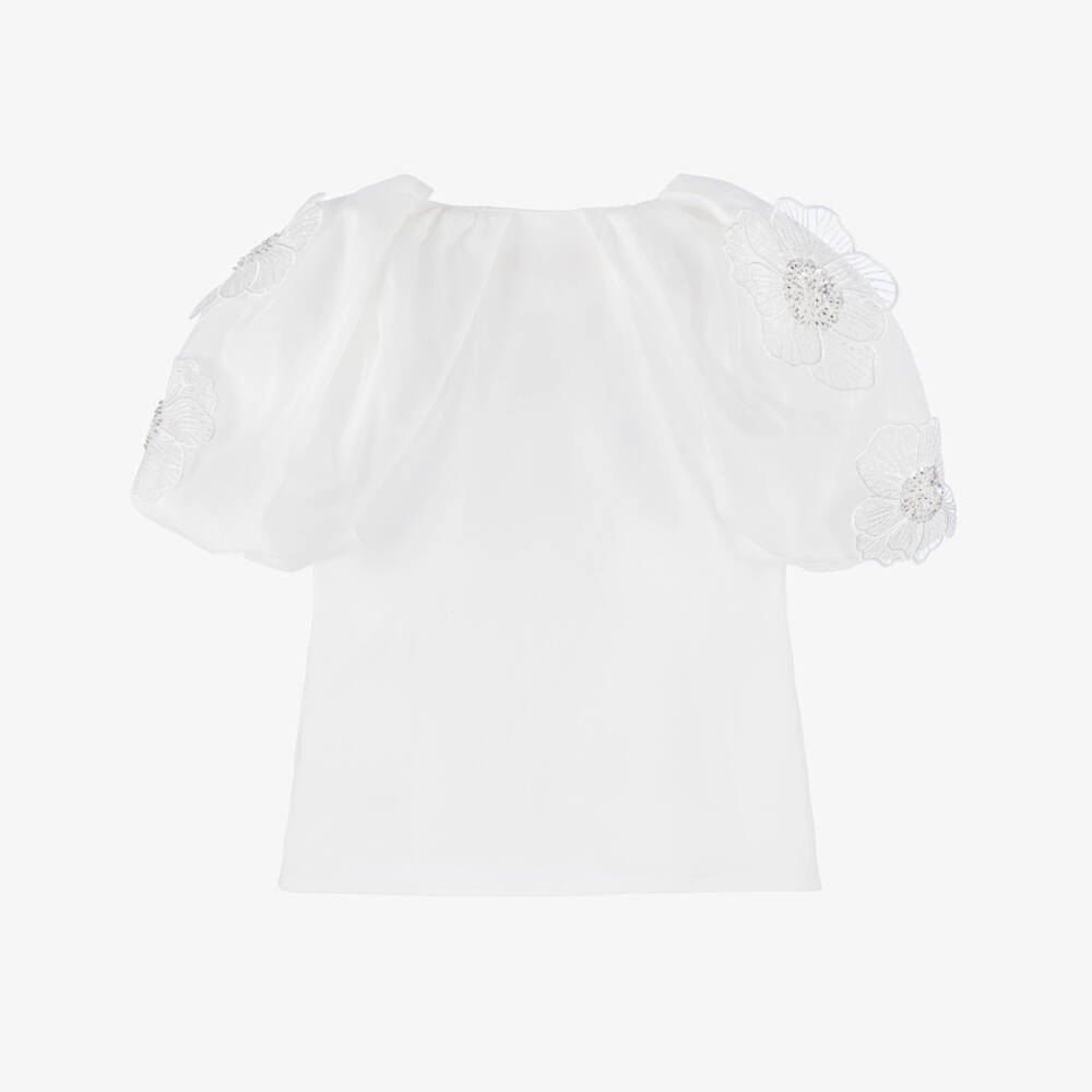 Junona-Girls Elegant White Floral Top | Childrensalon Outlet