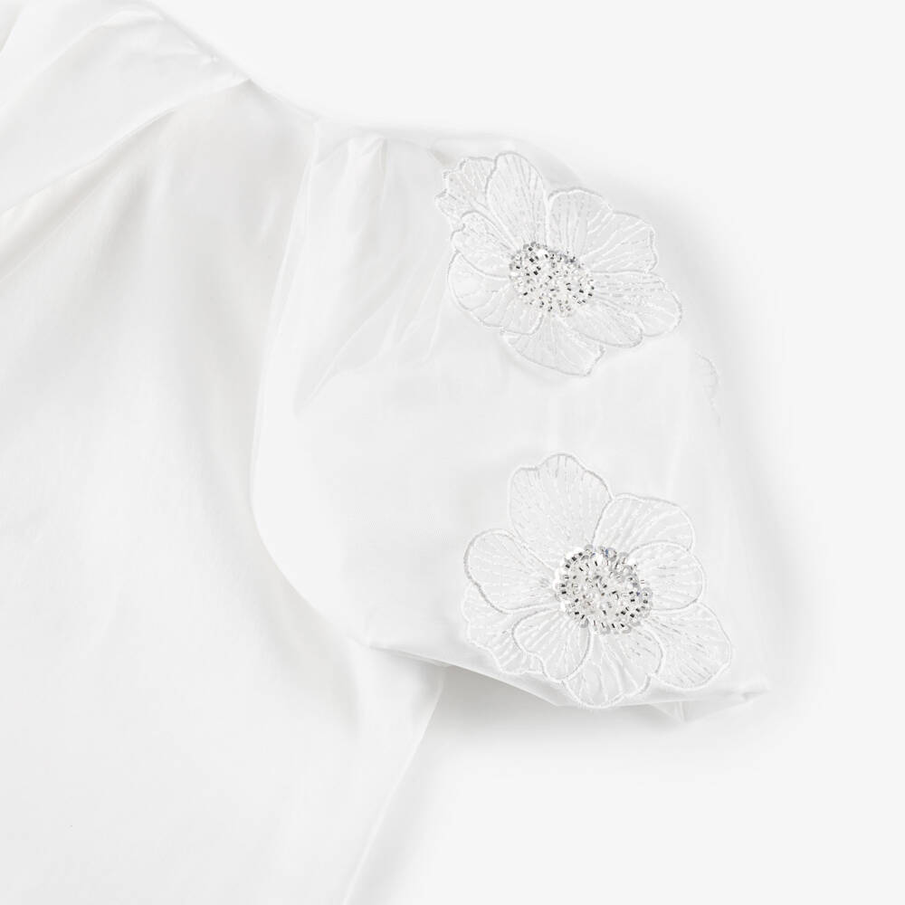 Junona-Girls Elegant White Floral Top | Childrensalon Outlet