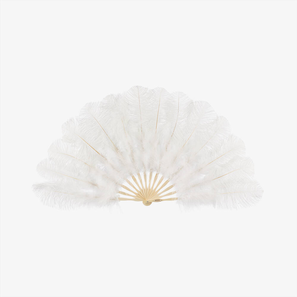 Junona-Girls Elegant White Ostrich Fan | Childrensalon Outlet