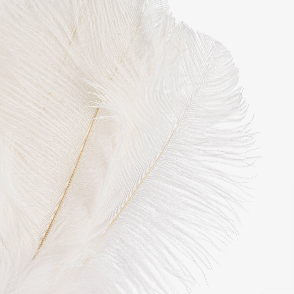 Junona-Girls Elegant White Ostrich Fan | Childrensalon Outlet