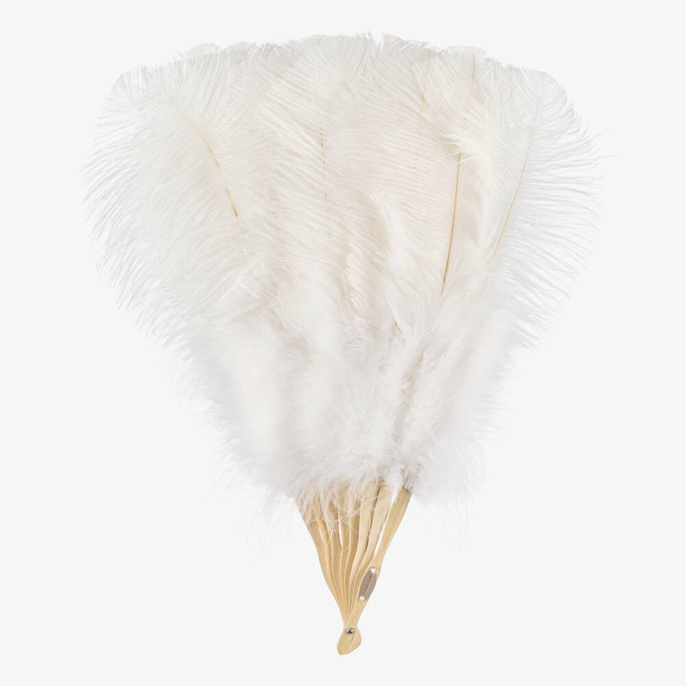 Junona-Girls Elegant White Ostrich Fan | Childrensalon Outlet