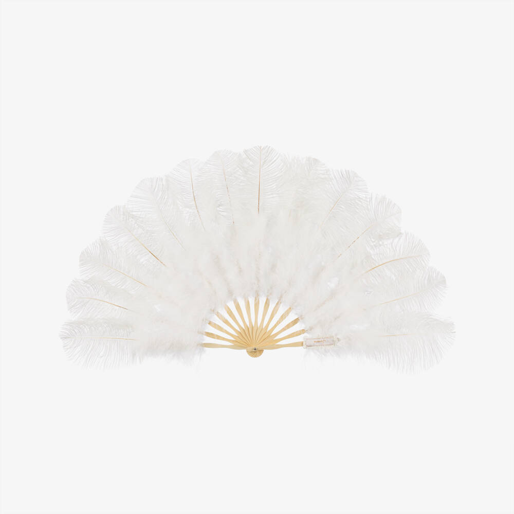 Junona-Girls Elegant White Ostrich Fan | Childrensalon Outlet
