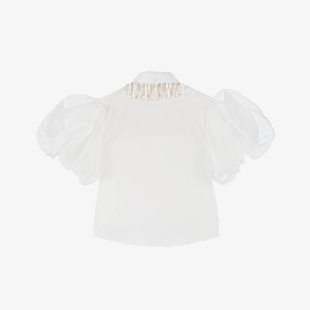 Junona-Элегантная белая блузка из тюля для девочек | Childrensalon Outlet