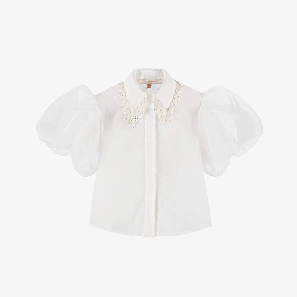 Junona-Элегантная белая блузка из тюля для девочек | Childrensalon Outlet