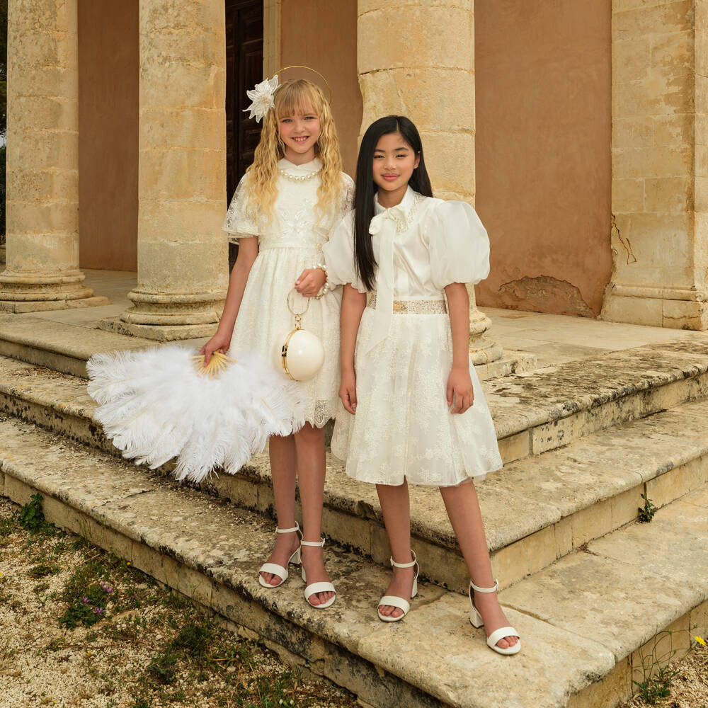 Junona-Элегантная белая блузка из тюля для девочек | Childrensalon Outlet