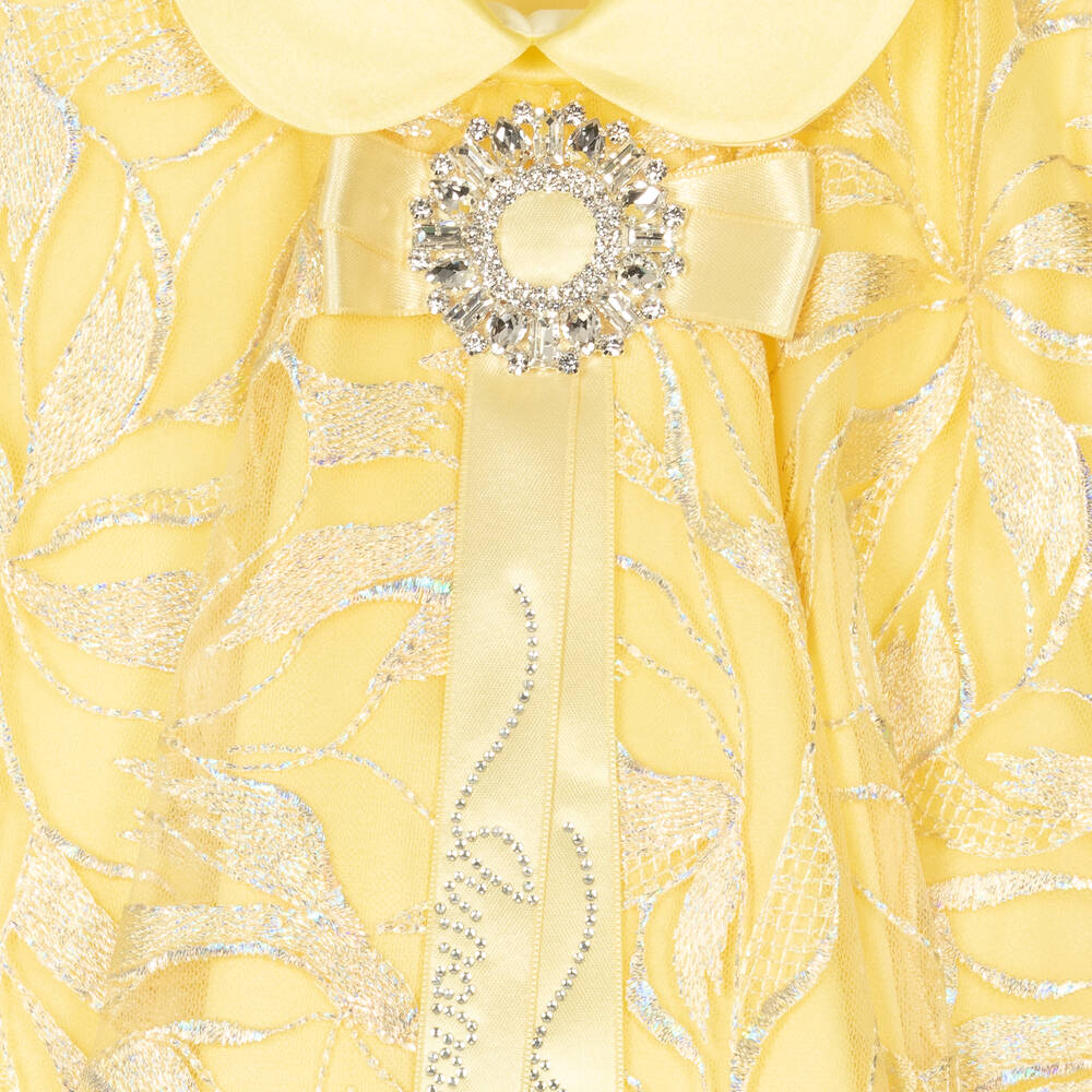 Junona-Желтое платье с вышивкой и перьями | Childrensalon Outlet