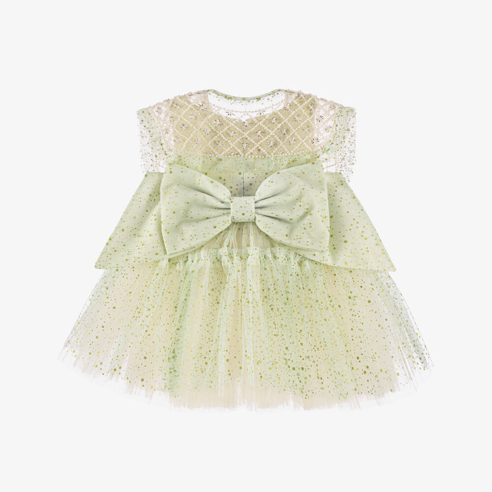 Junona-Girls Emerald Sequin Tulle Dress | Childrensalon Outlet