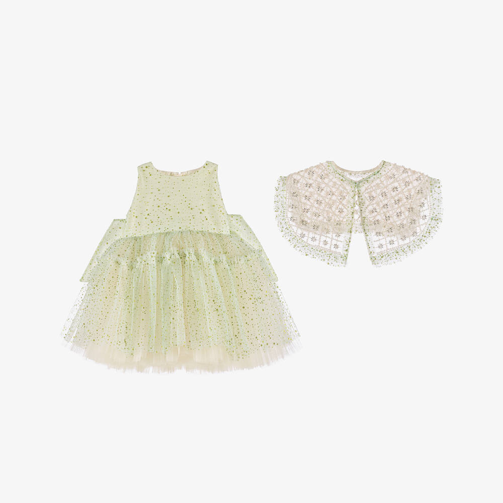 Junona-Girls Emerald Sequin Tulle Dress | Childrensalon Outlet