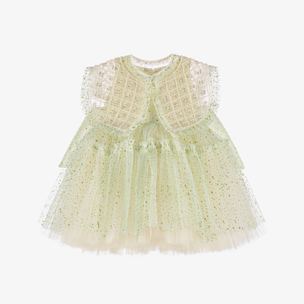 Junona-Изумрудное платье из тюля с пайетками для девочек | Childrensalon Outlet