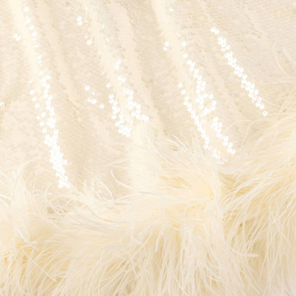 Junona-فستان عاجي ساحر للبنات مزين بالريش | Childrensalon Outlet