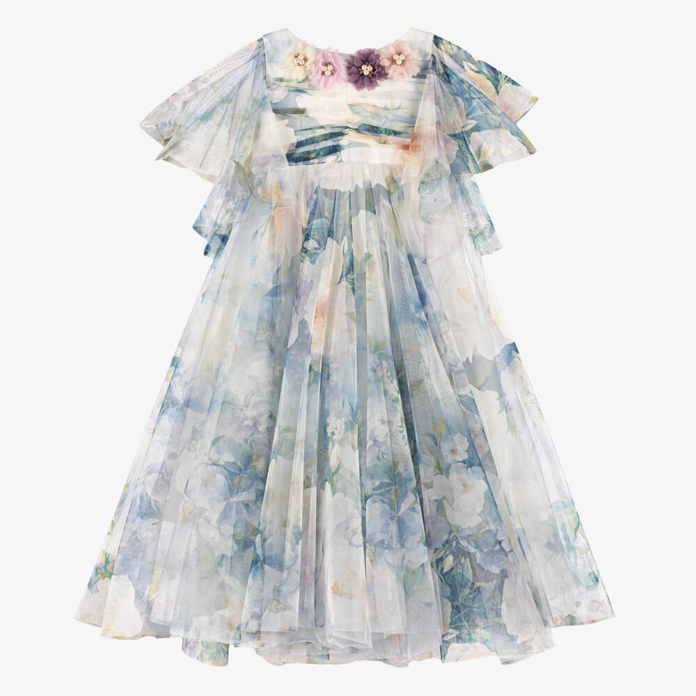 Junona-Girls Ethereal Blue Tulle Gown | Childrensalon Outlet