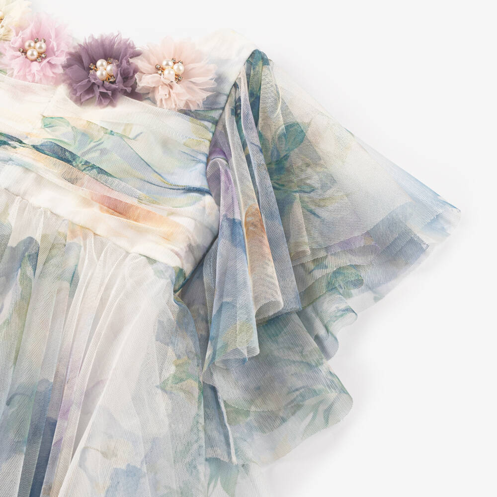 Junona-Girls Ethereal Blue Tulle Gown | Childrensalon Outlet