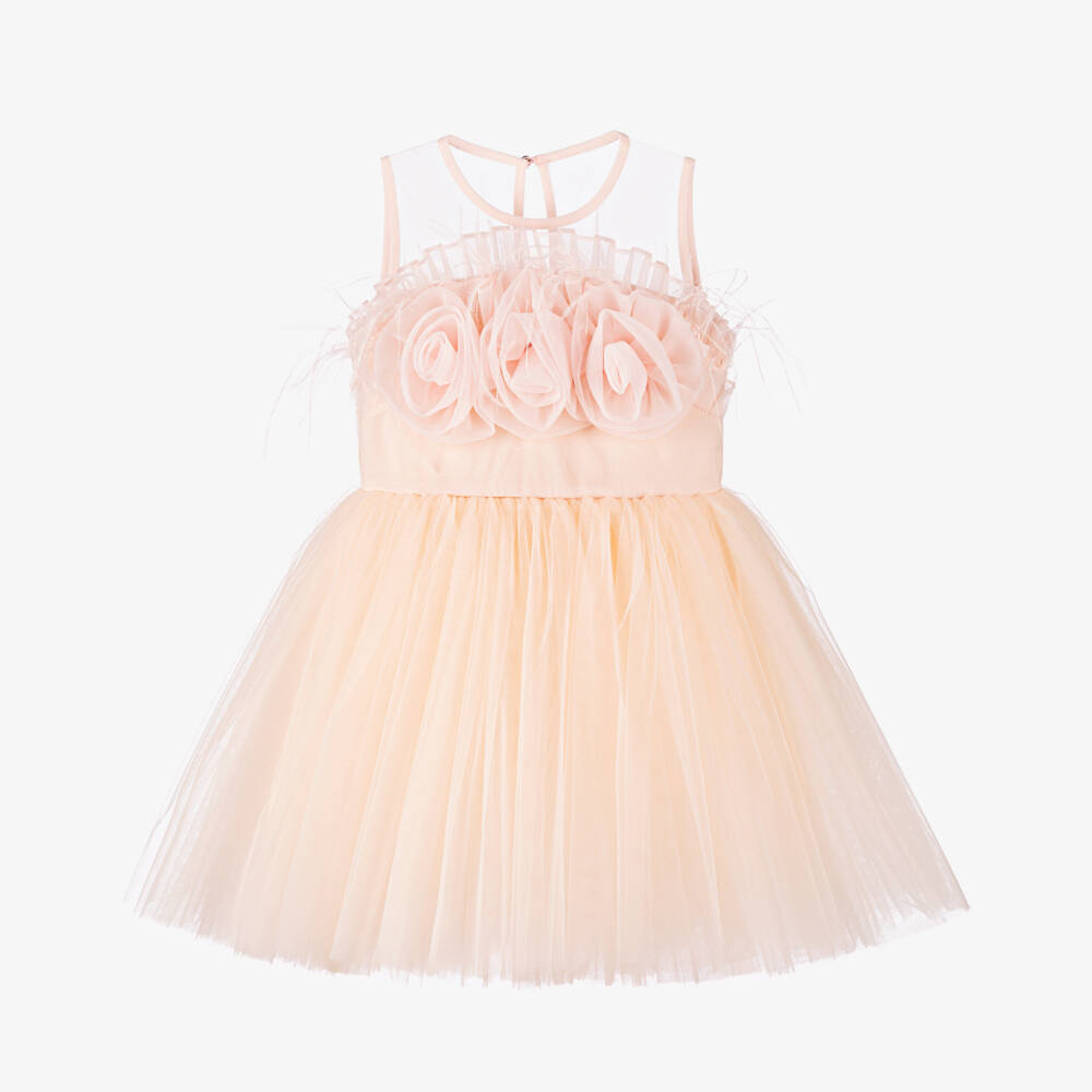 Junona-Girls Feathered Organza & Satin Gown | Childrensalon Outlet