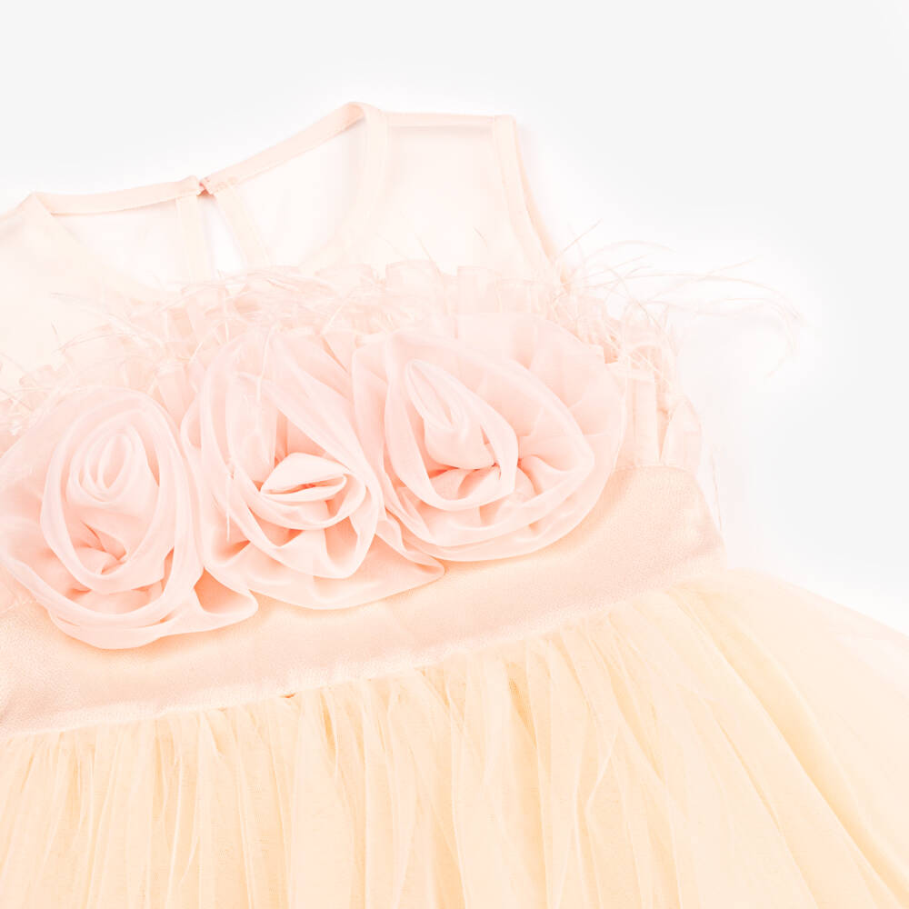 Junona-Girls Feathered Organza & Satin Gown | Childrensalon Outlet