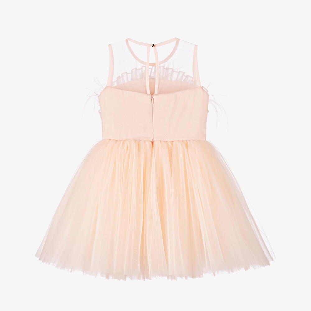 Junona-Girls Feathered Organza & Satin Gown | Childrensalon Outlet