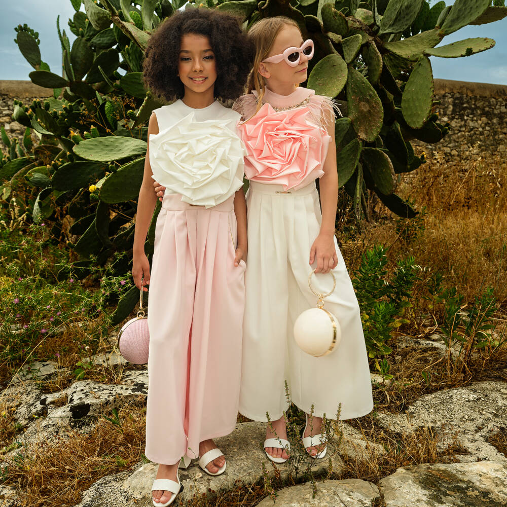 Junona-Girls Floral Pink Jumpsuit Delight | Childrensalon Outlet