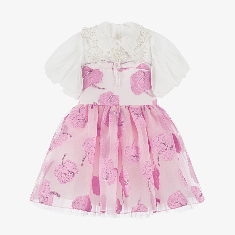 Junona-فستان جاكار زهري للبنات | Childrensalon Outlet