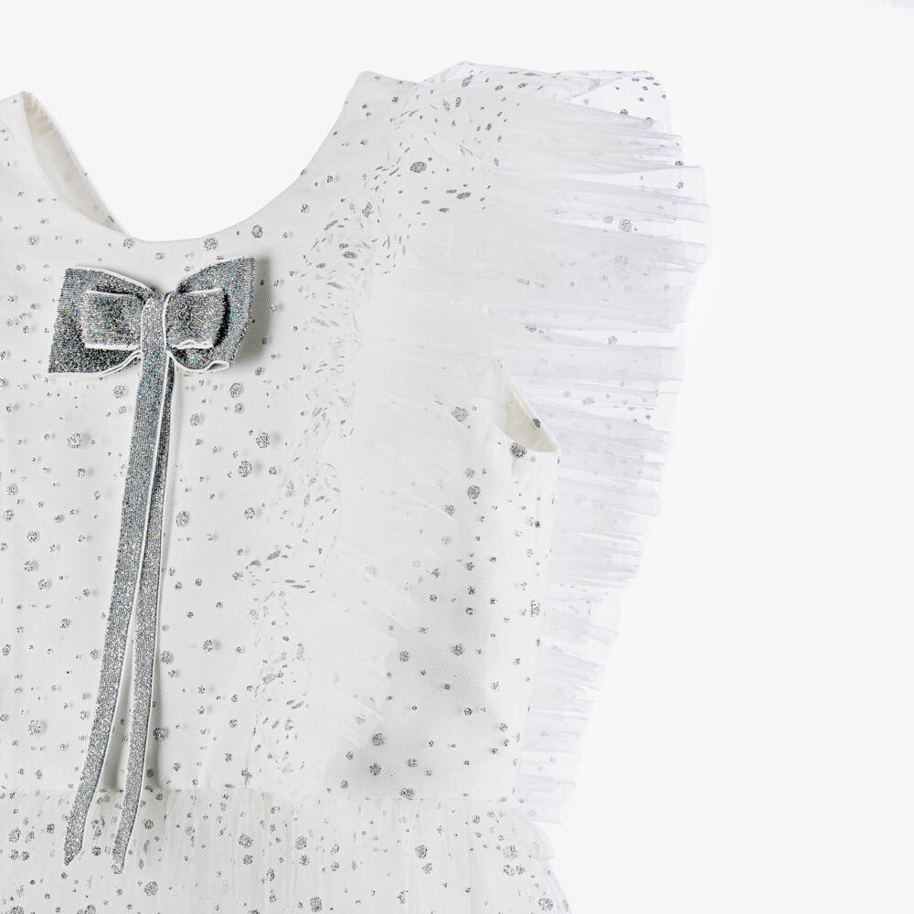 Junona-Girls Glittery White Tulle Gown | Childrensalon Outlet