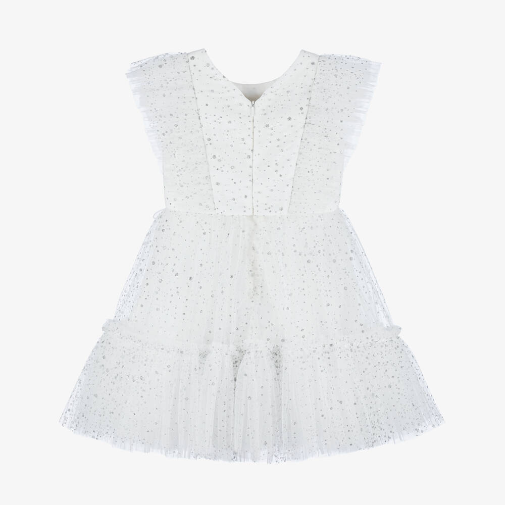Junona-Girls Glittery White Tulle Gown | Childrensalon Outlet