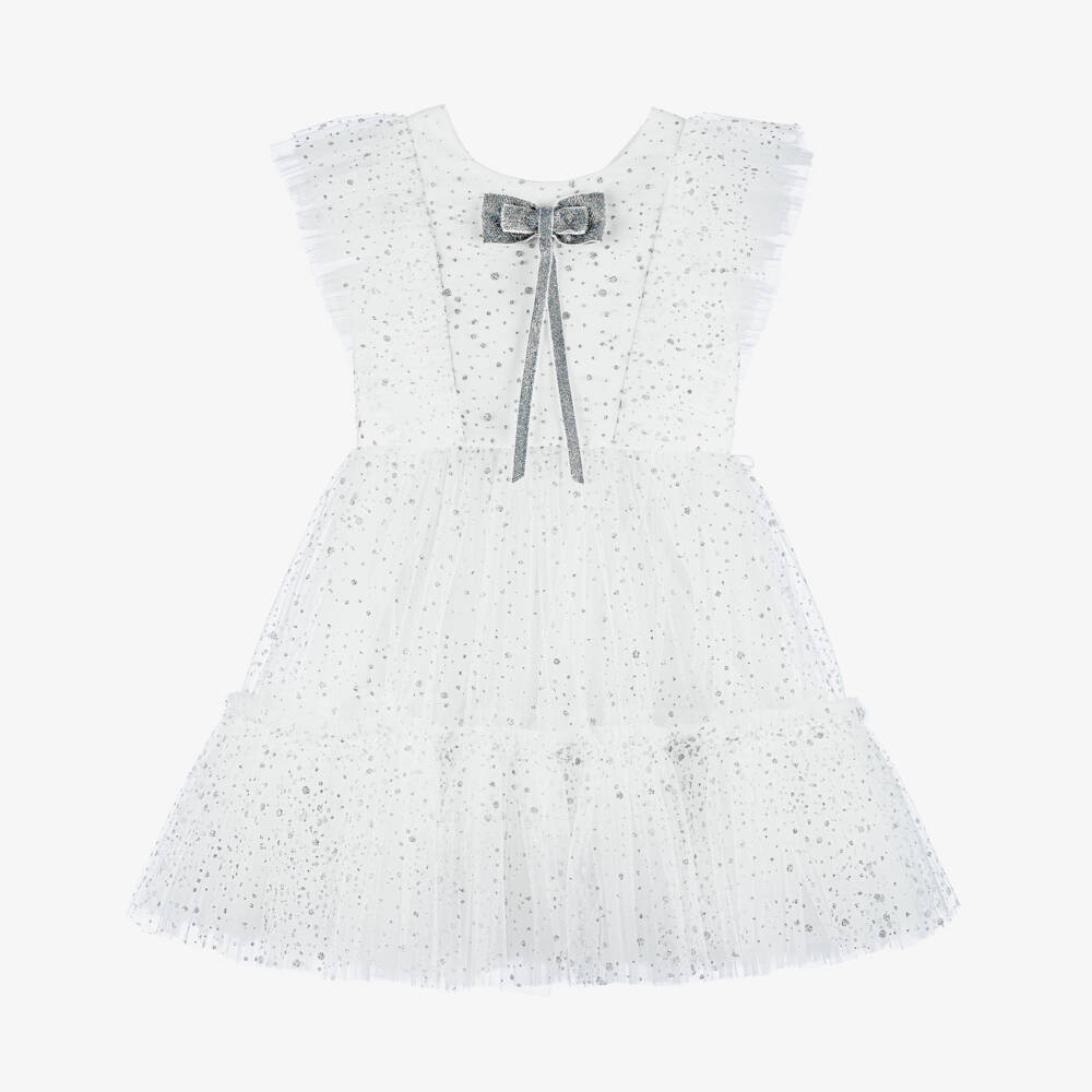 Junona-Girls Glittery White Tulle Gown | Childrensalon Outlet