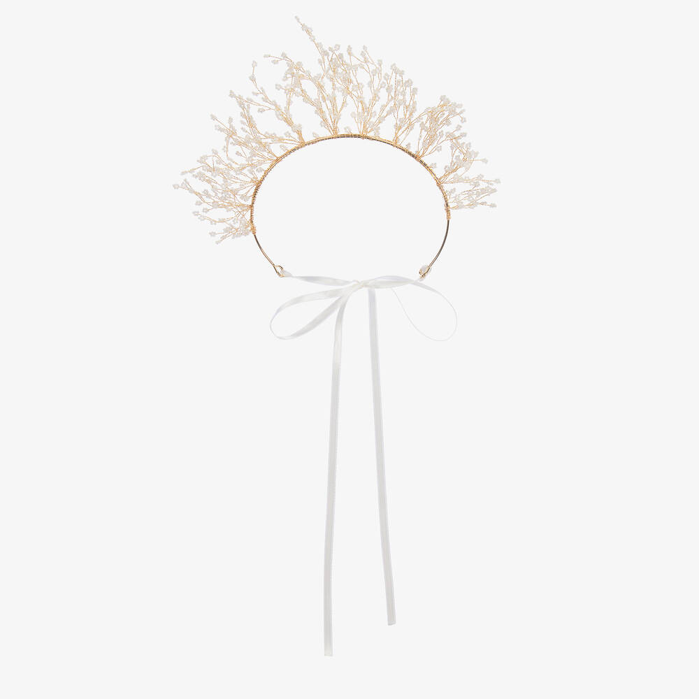 Junona-Girls Gold Beaded Garland Hairband | Childrensalon Outlet