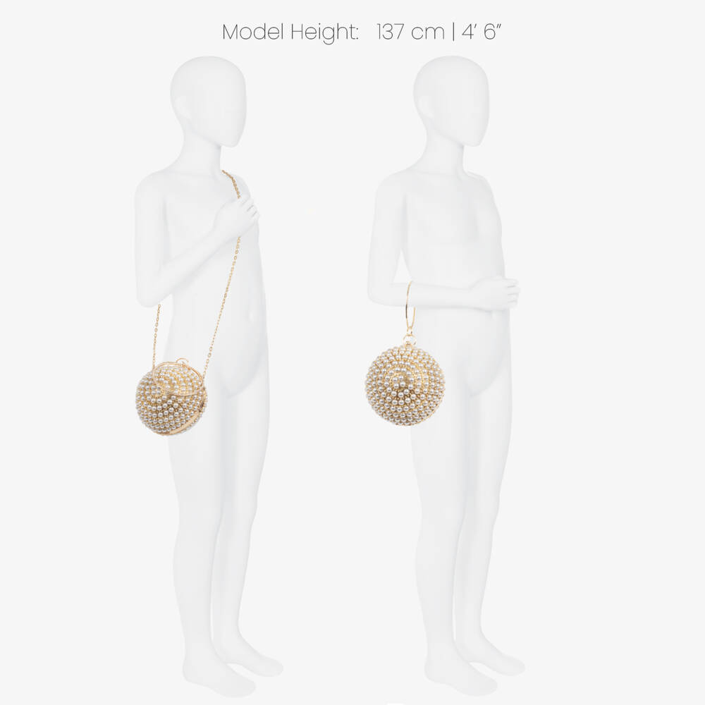 Junona-Girls Gold & Faux Pearl Ball Handbag (15cm) | Childrensalon Outlet
