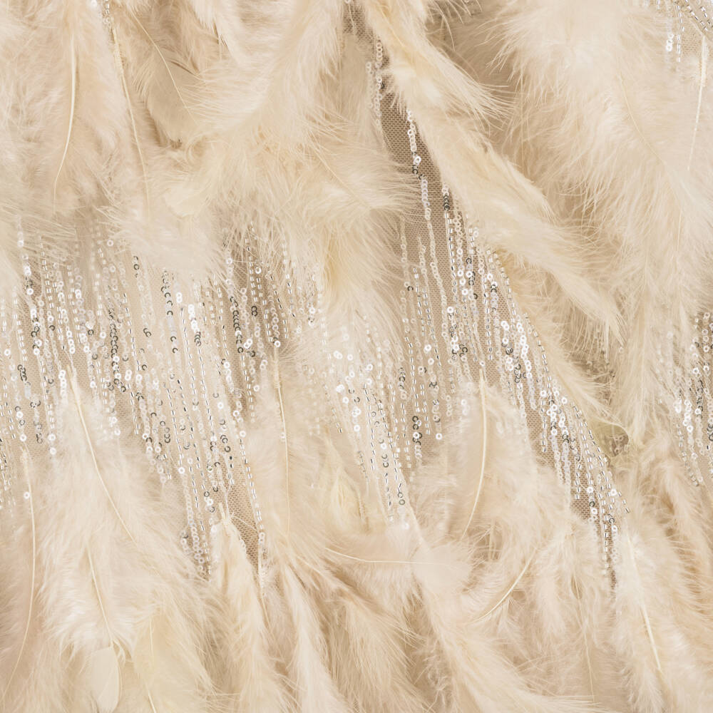 Junona-Girls Gold Feathered Tulle Dress | Childrensalon Outlet