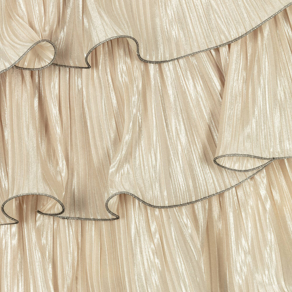 Junona-Girls Gold Ruffle Plissé Skirt | Childrensalon Outlet