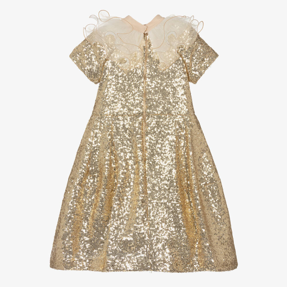 Junona-Girls Gold Sequin Dress | Childrensalon Outlet