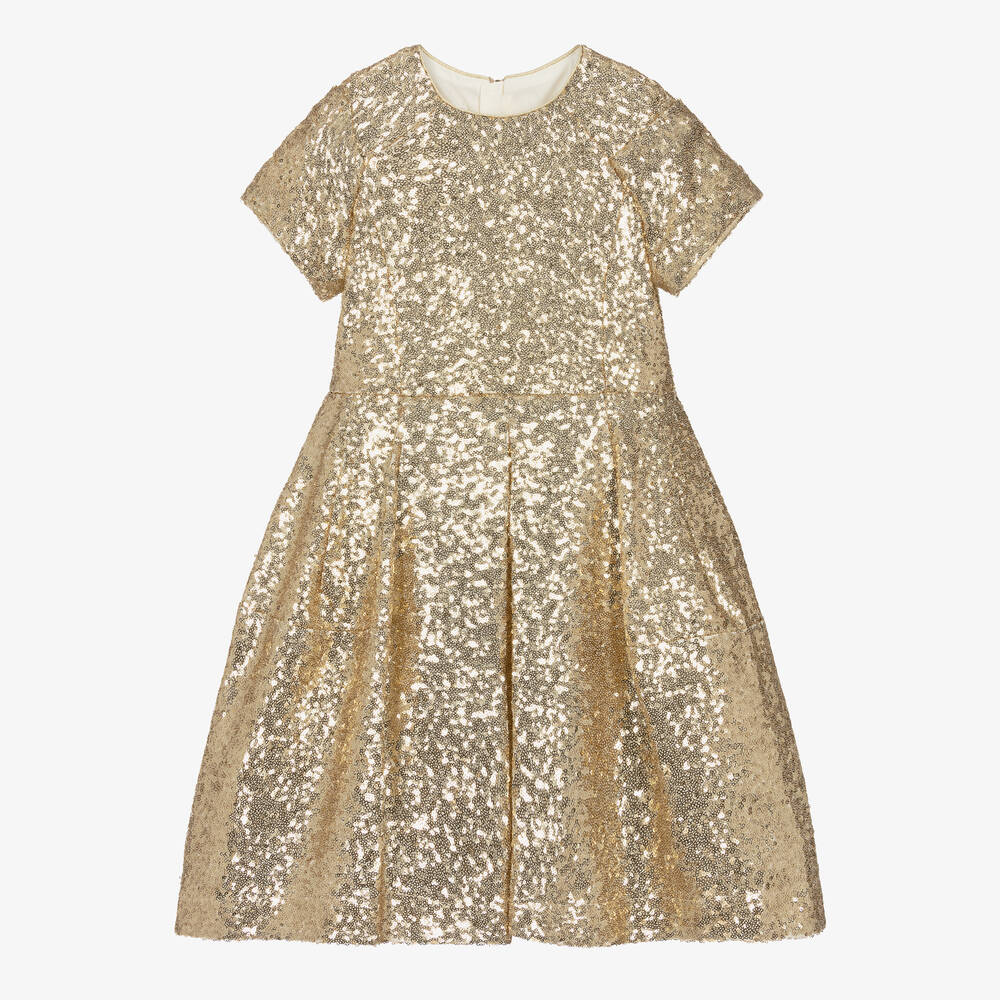 Junona-Girls Gold Sequin Dress | Childrensalon Outlet