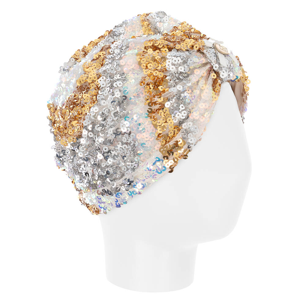 Junona-Girls Gold & Silver Sequin Turban | Childrensalon Outlet