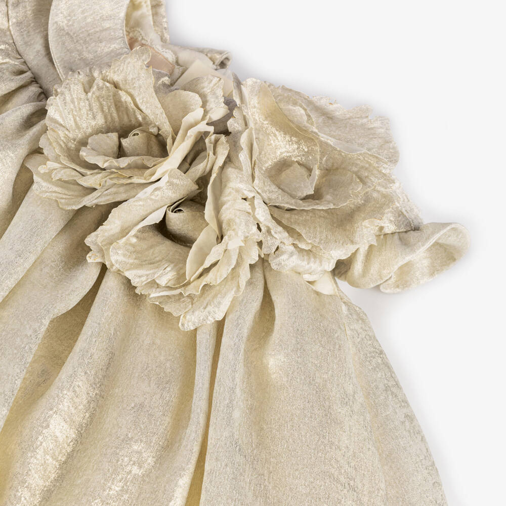 Junona-Girls Golden Rose Detail Dress | Childrensalon Outlet
