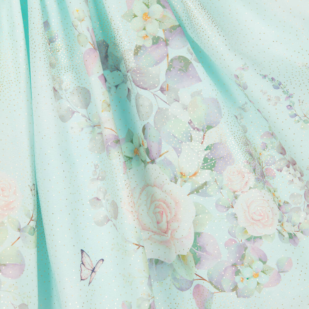 Junona-Зеленое платье из крепа с цветами для девочек | Childrensalon Outlet