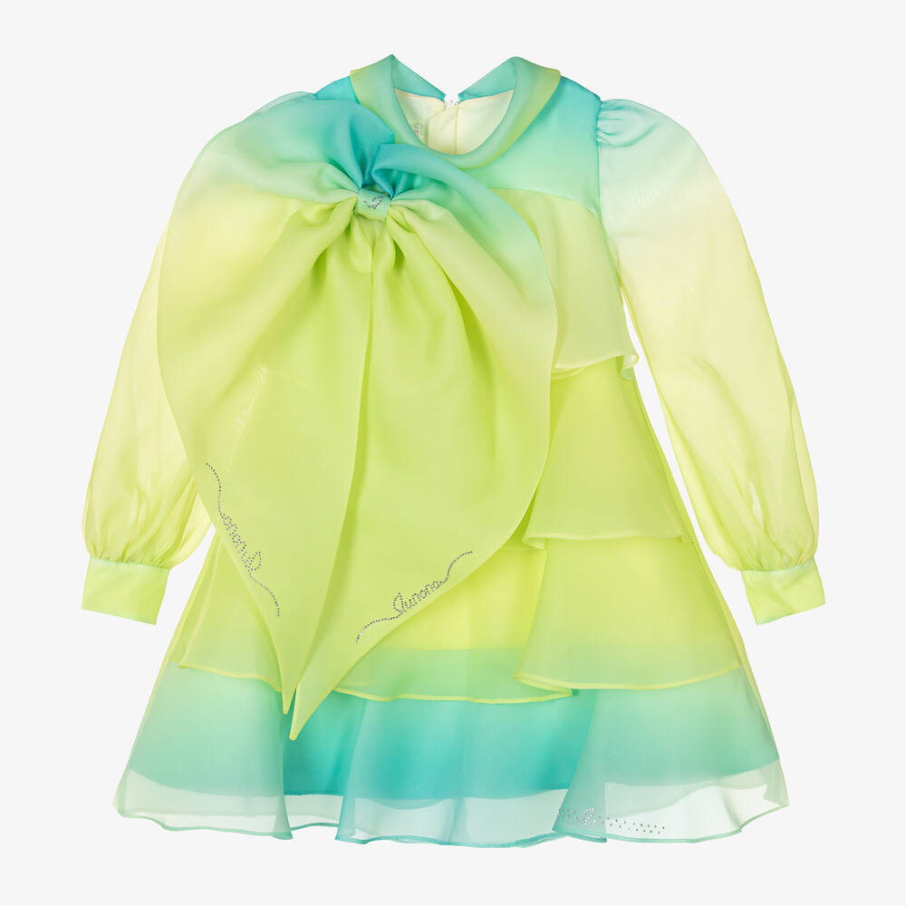 Junona-Girls Green Ombré Tiered Organza Dress | Childrensalon Outlet