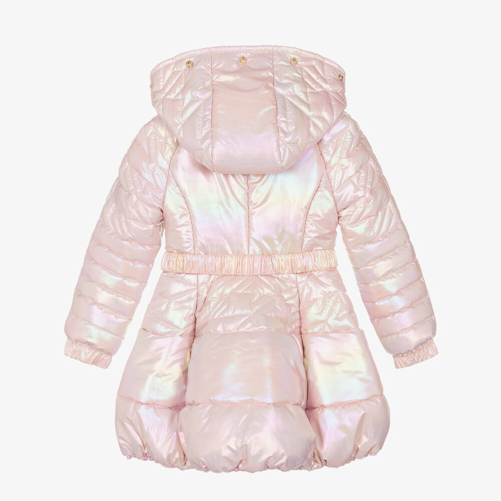 Junona-معطف بافر هودي مبطن لون زهري للبنات | Childrensalon Outlet