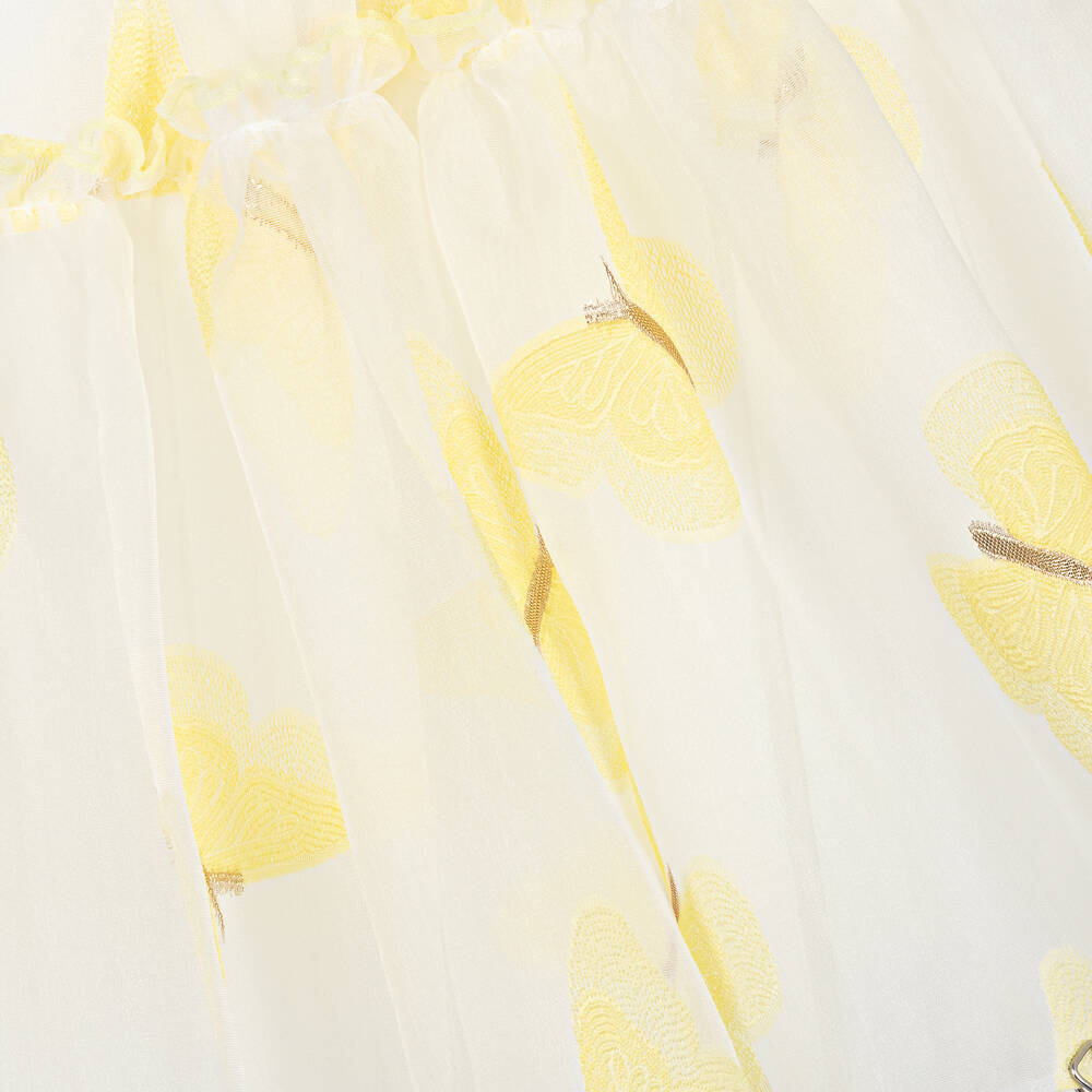 Junona-Girls Ivory Asymmetric Butterflies Skirt | Childrensalon Outlet
