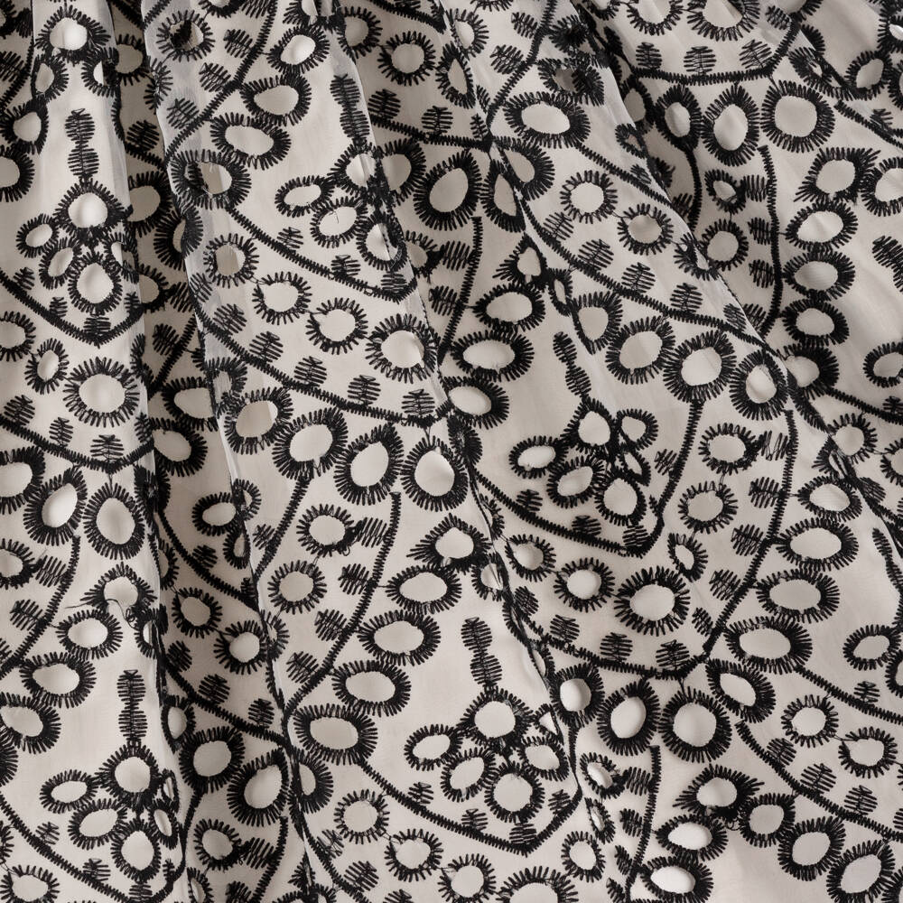 Junona-Girls Ivory & Black Embroidered Dress | Childrensalon Outlet