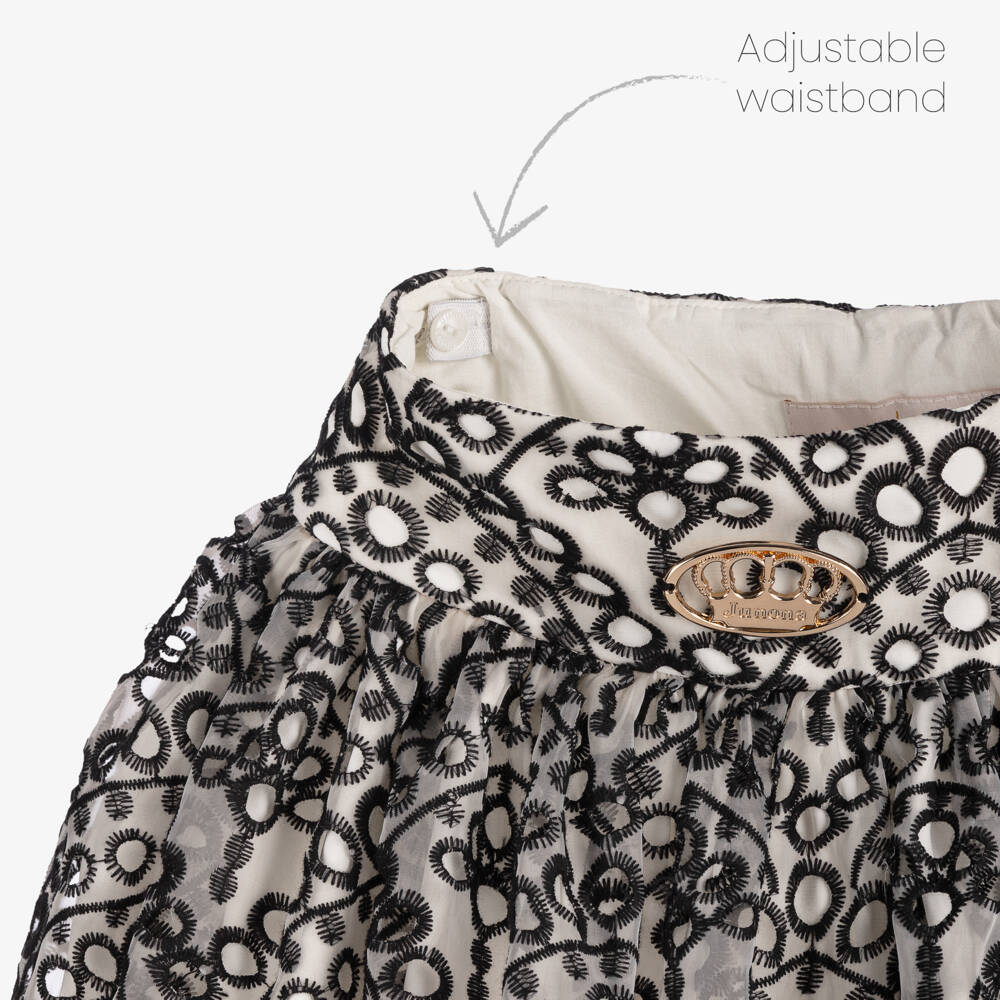 Junona-تنورة أورجانزا لون عاجي وأسود | Childrensalon Outlet