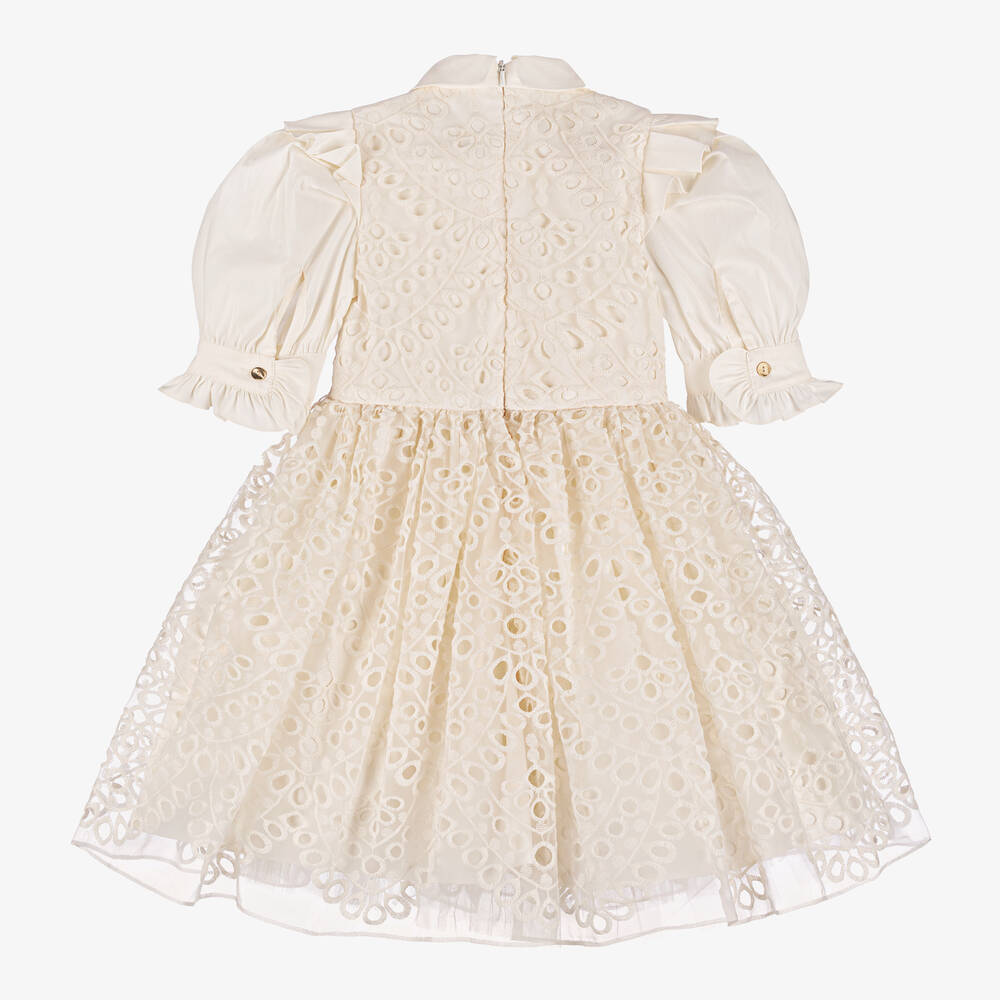 Junona-Girls Ivory Bow Dress | Childrensalon Outlet