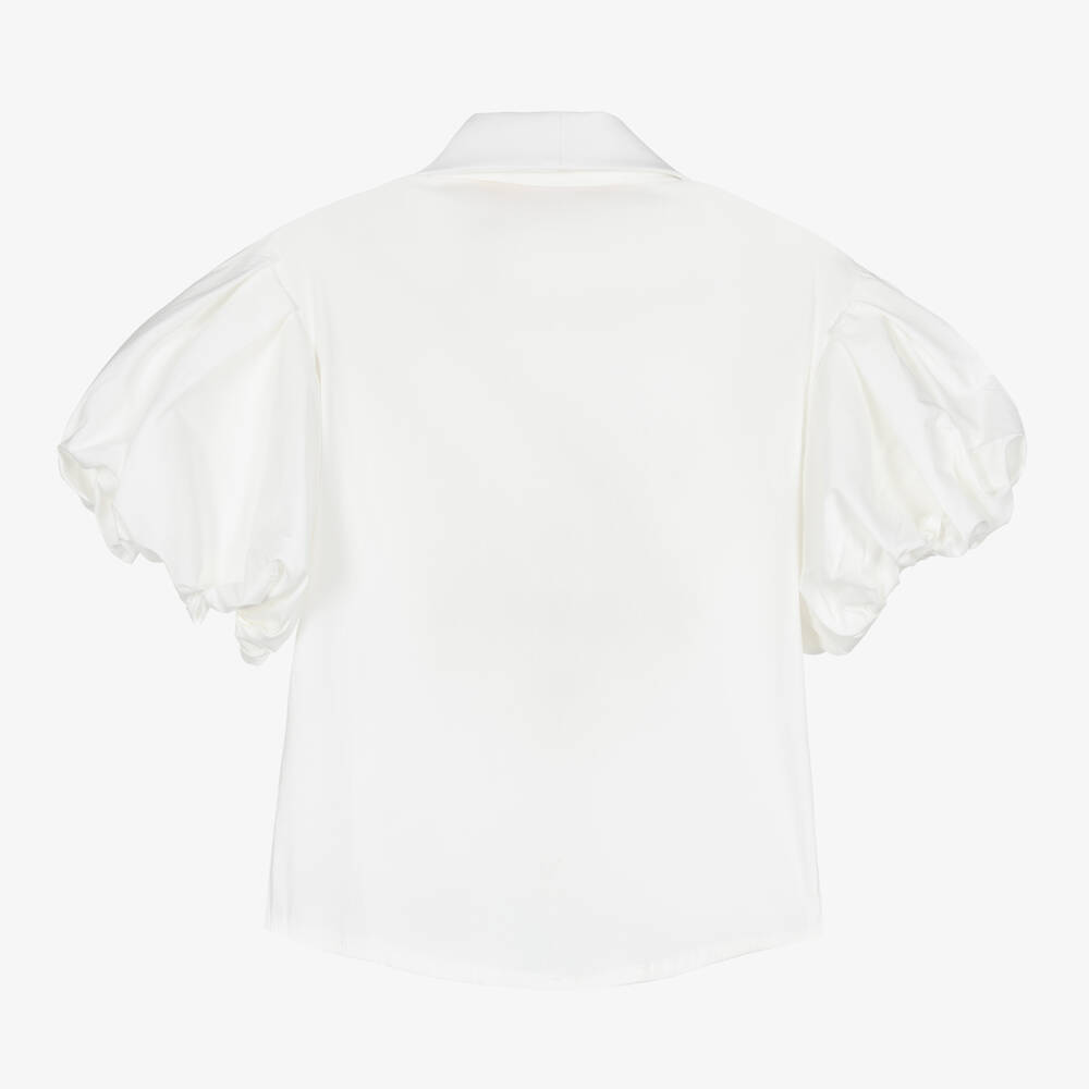 Junona-بلوز قطن بوبلين لون عاجي للبنات | Childrensalon Outlet