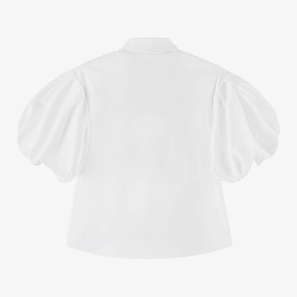 Junona-Girls Ivory Cotton Sequinned Blouse | Childrensalon Outlet