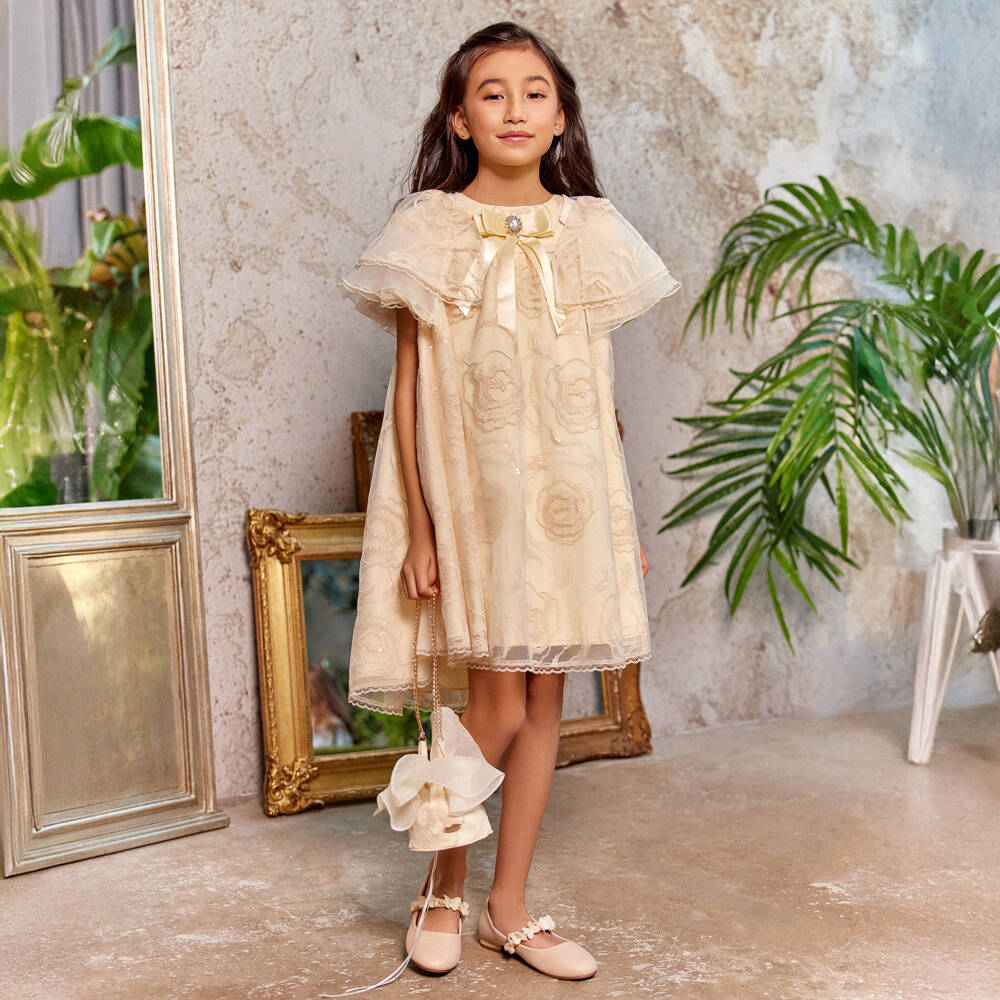 Junona-Girls Ivory Embroidered Tulle Bag (12cm) | Childrensalon Outlet